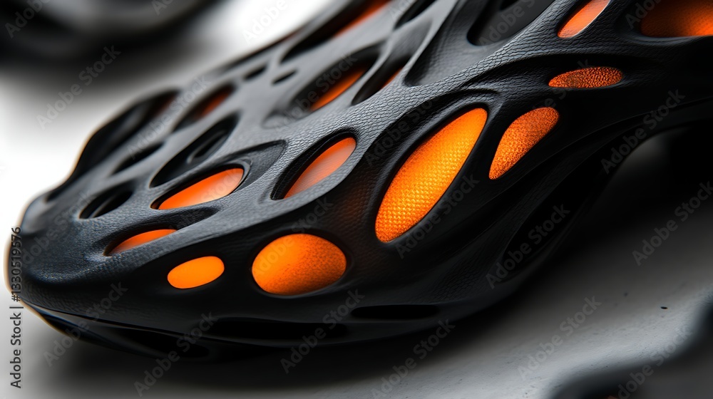 Obraz premium Abstract Black Footwear Design with Orange Accents
