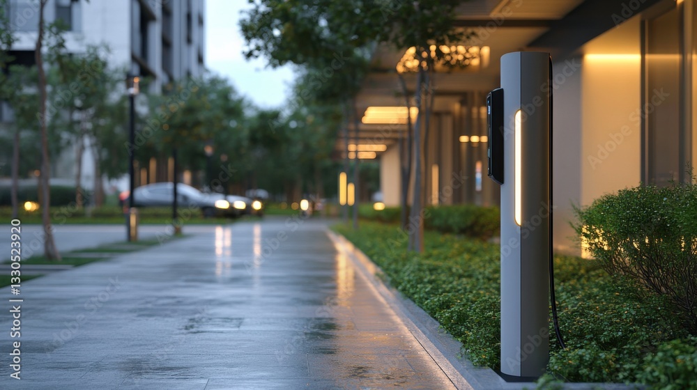 Futuristic EV Charging Port in a Modern Setting Futuristic EV Charging Port in a Modern Setting