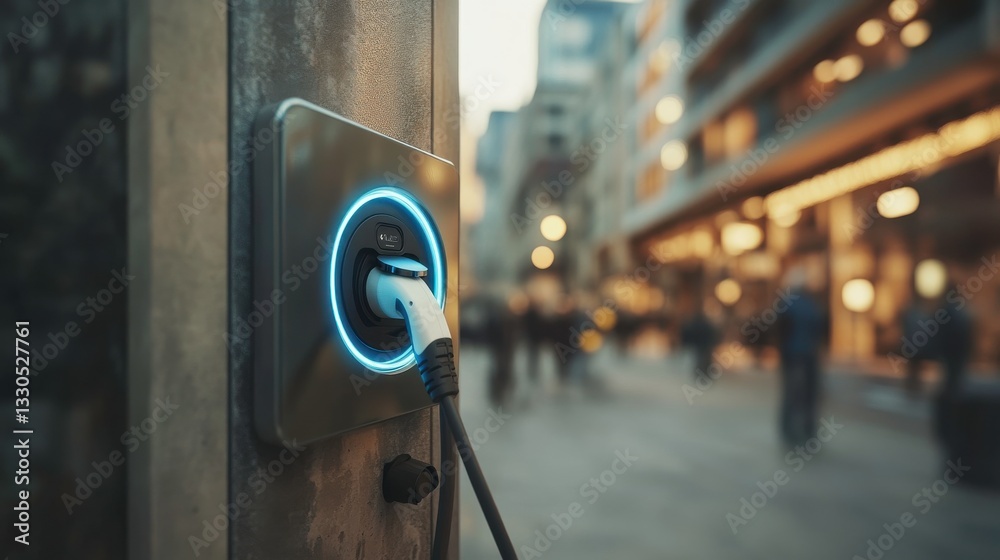 Fototapeta premium Modern EV Charging Port in Urban Setting