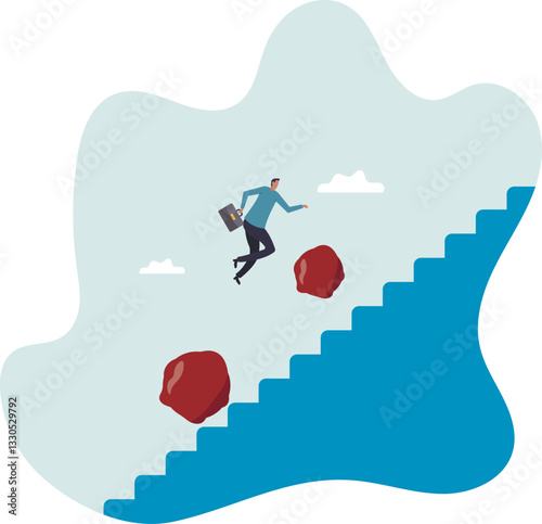 Overcome obstacle, effort or adversity for business growth, difficulty, challenge to win competition, skill or leadership.character for design