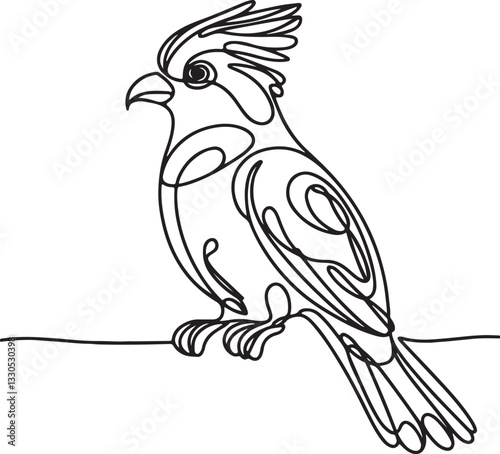Beautiful Quetzal Bird in Line Drawing