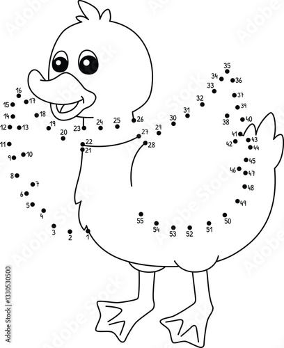 Dot to Dot Duck Farm Animal Isolated Coloring Page