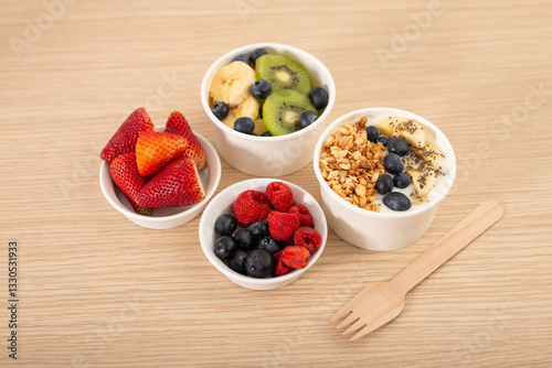 frutas para el desayuno o comidas saludables frescas, nutritivas