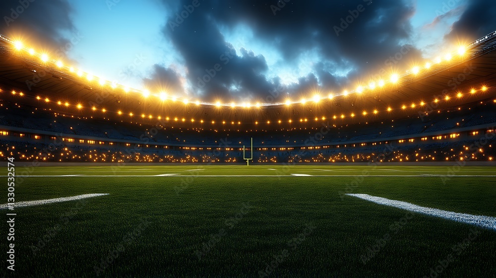 Fototapeta premium Night Football Stadium Field Game Ready