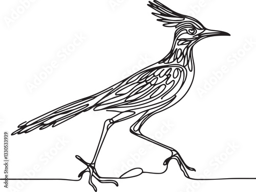 Line Art of a Roadrunner Bird Vector