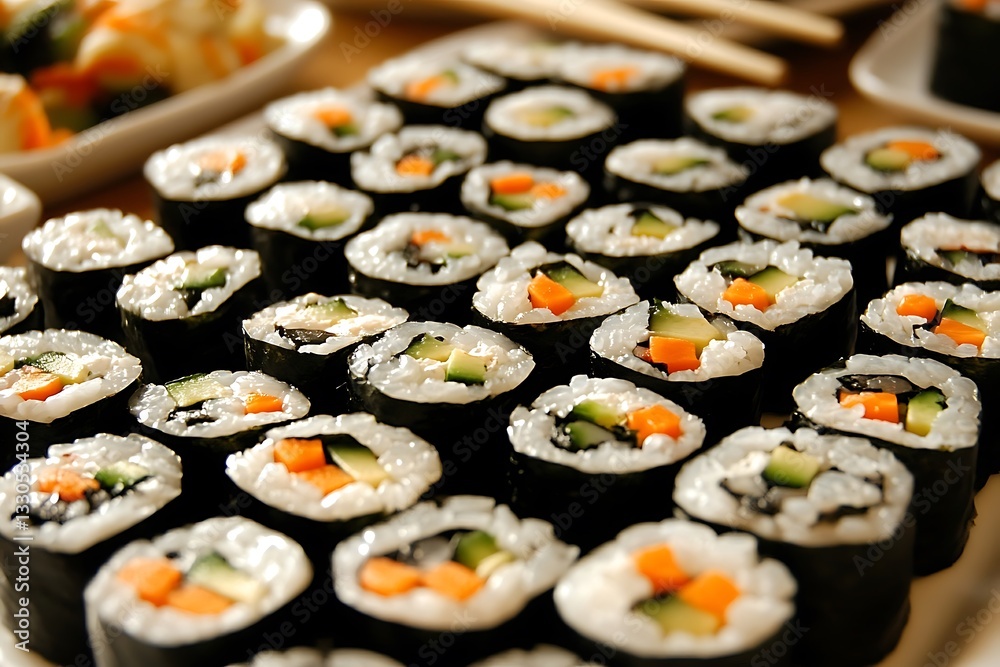Assortment Of Sushi Rolls On A Platter Assortment Of Sushi Rolls On A Platter