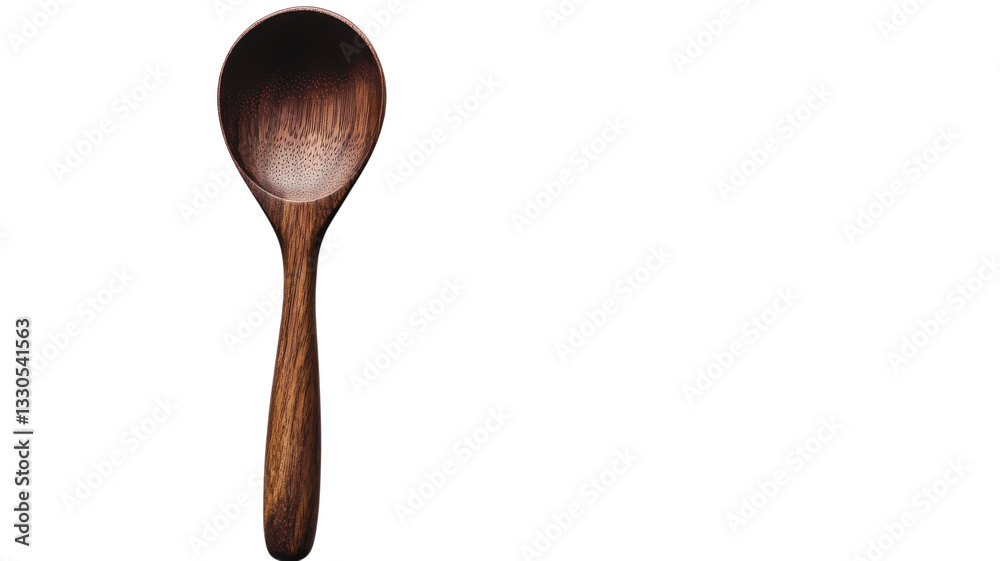 Wooden spoon resting on a white background with natural wood grain detail for kitchen use and culinary purposes Wooden spoon resting on a white background with natural wood grain detail for kitchen use and culinary purposes