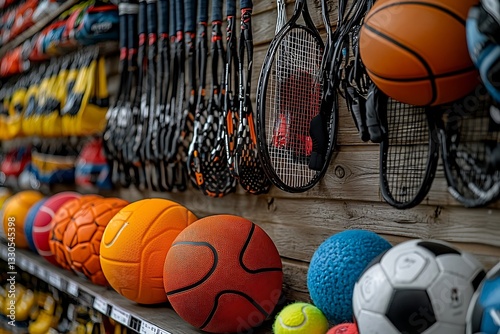 Assortment Of Colorful Sports Equipment On Display