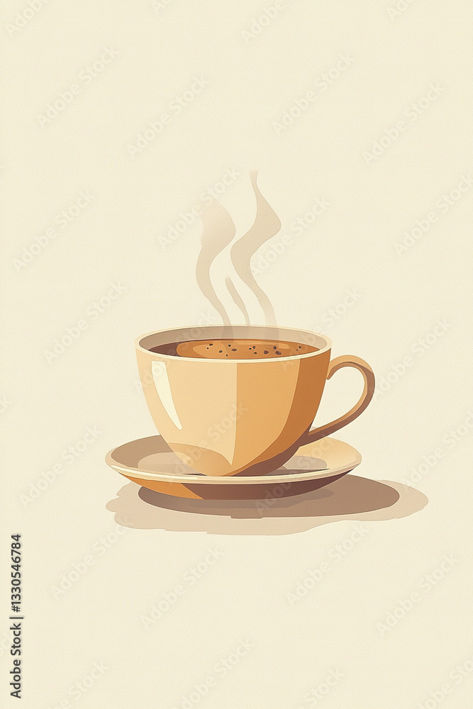 Steaming cup of coffee releasing aromatic scents Steaming cup of coffee releasing aromatic scents