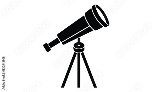 Telescope vector silhouette, telescope icon