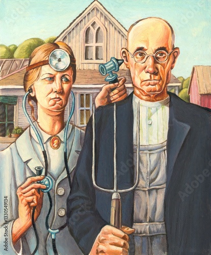 Foto A woman doctor examines a rural patient