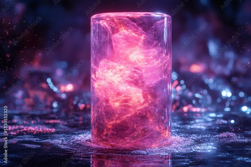 An eye-catching digital rendering of a glowing object inside a glass An eye-catching digital rendering of a glowing object inside a glass