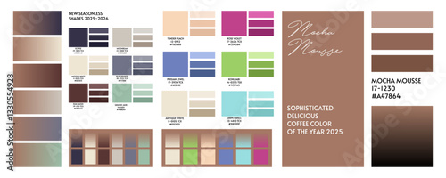 Fashion color trend Autumn Winter 2025. Color palette forecast of the future color trend. Stock vector palette of shades