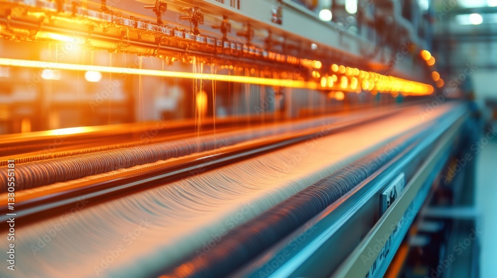 Close-Up of Industrial Production Line with Light and Motion Effects Close-Up of Industrial Production Line with Light and Motion Effects
