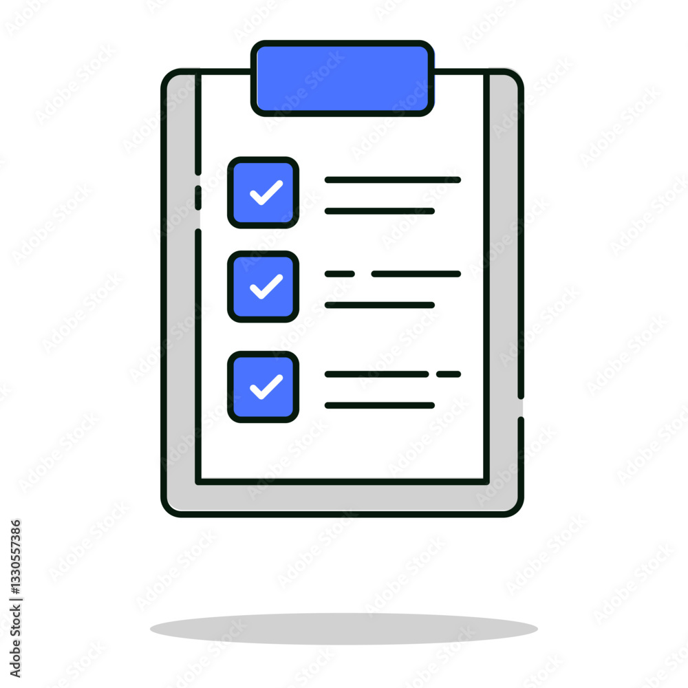 Clipboard with a checklist representing productivity, task management, and goal accomplishment, editable stroke