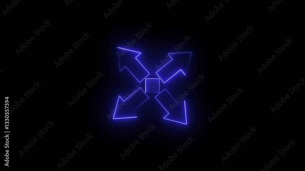 Neon glowing arrow animation on black background. Arrow growth up animation concept. Neon glowing arrow animation on black background. Arrow growth up animation concept.