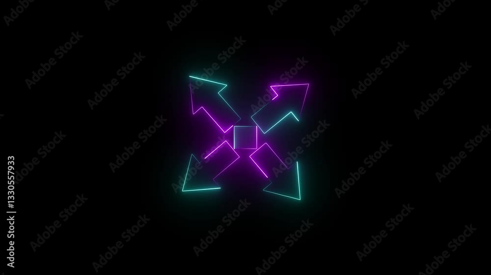 Neon glowing arrow animation on black background. Arrow growth up animation concept. Neon glowing arrow animation on black background. Arrow growth up animation concept.