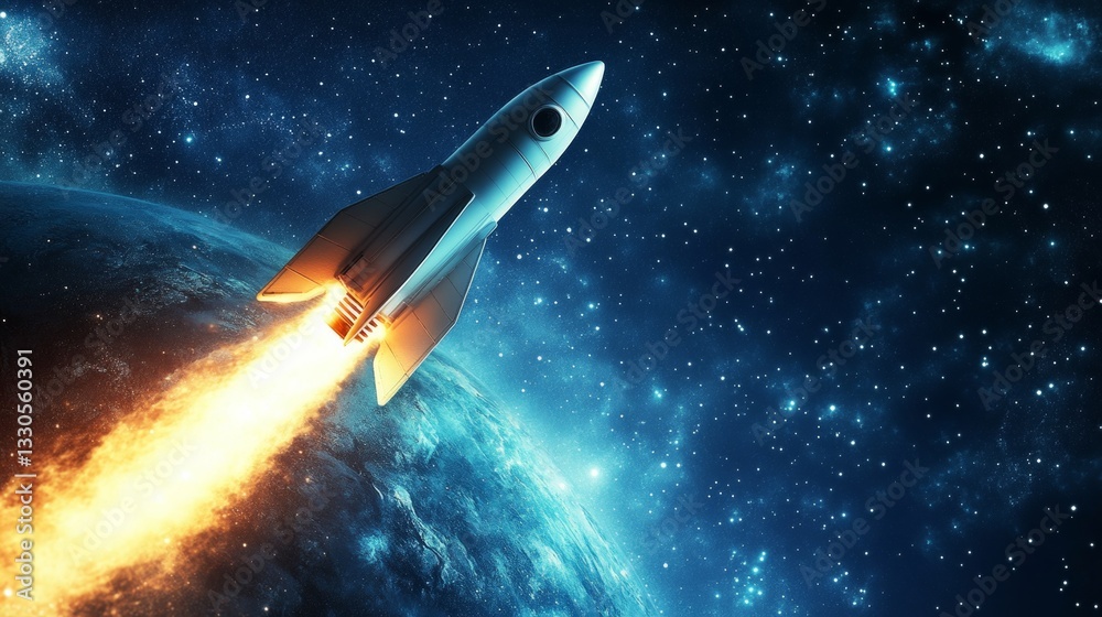 Fototapeta premium A new business is like a rocket launch. It takes creativity, knowledge, and a willingness to take risks. Just like a rocket, a business must overcome challenges to achieve success.