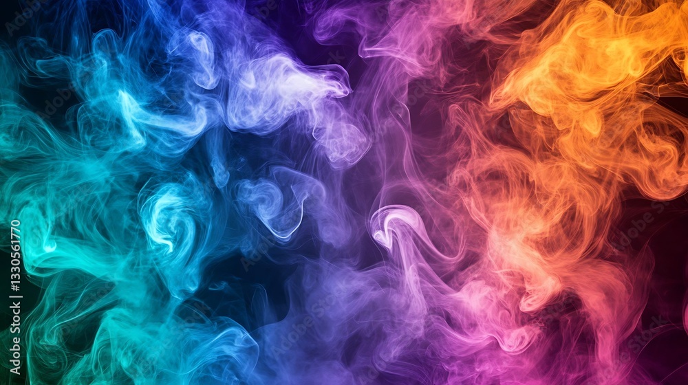 Abstract colorful smoke swirls on black background. Abstract colorful smoke swirls on black background.