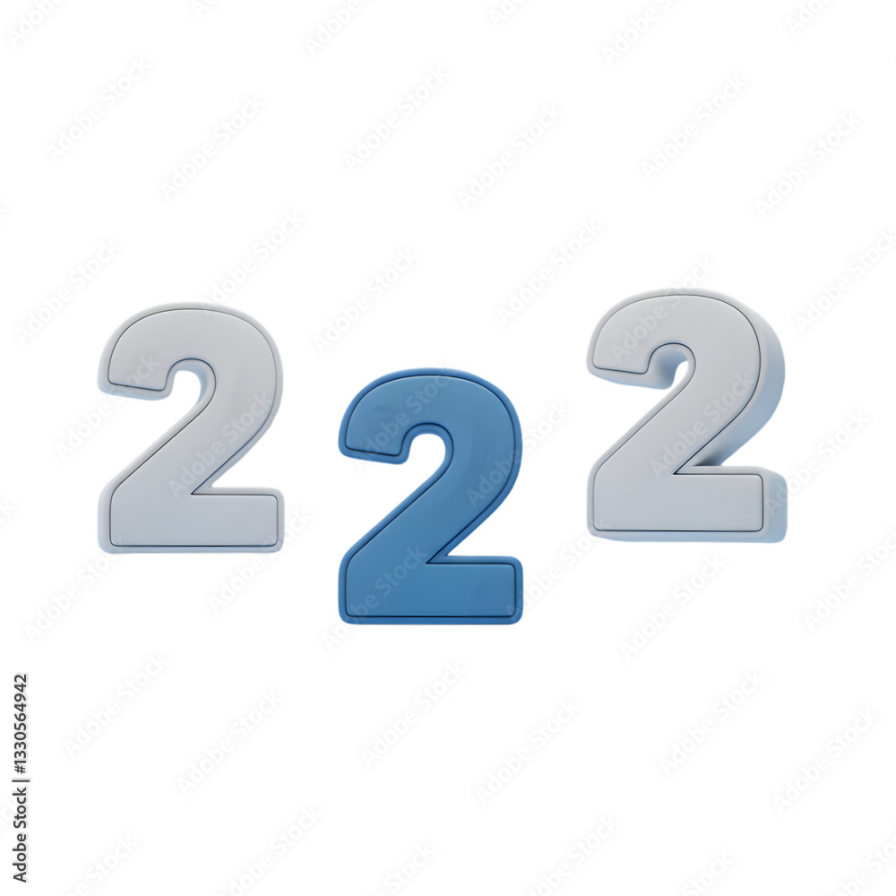 Three light blue, stylized numbers Three light blue, stylized numbers