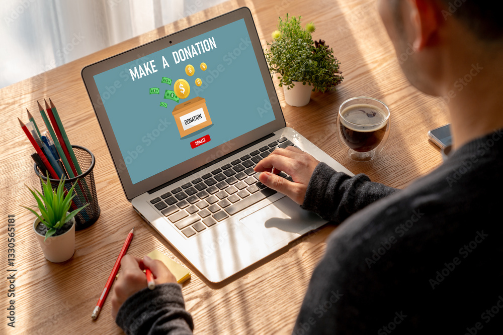 Fototapeta premium Online donation platform offer modish money sending system for people to transfer on the internet