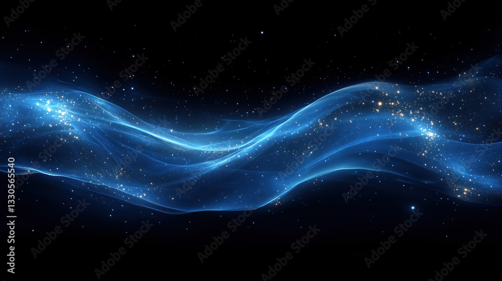 Fototapeta premium Abstract blue graphic wave on black background.