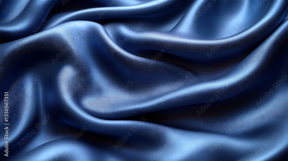 Obraz premium Deep Blue Satin Draped Luxurious Fabric Texture
