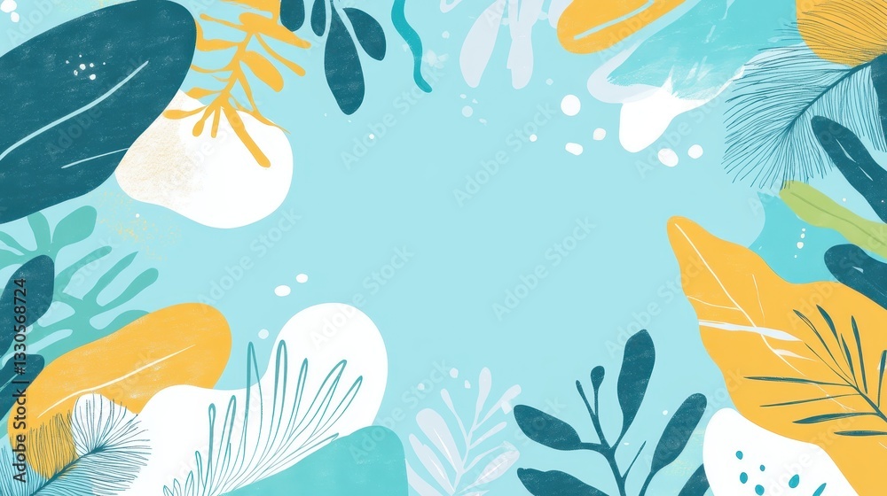 Vibrant Tropical Leaf Design: A Summery Abstract Background
