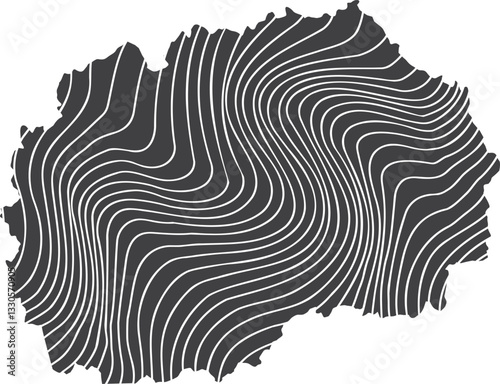 abstract map of North Macedonia with wave pattern