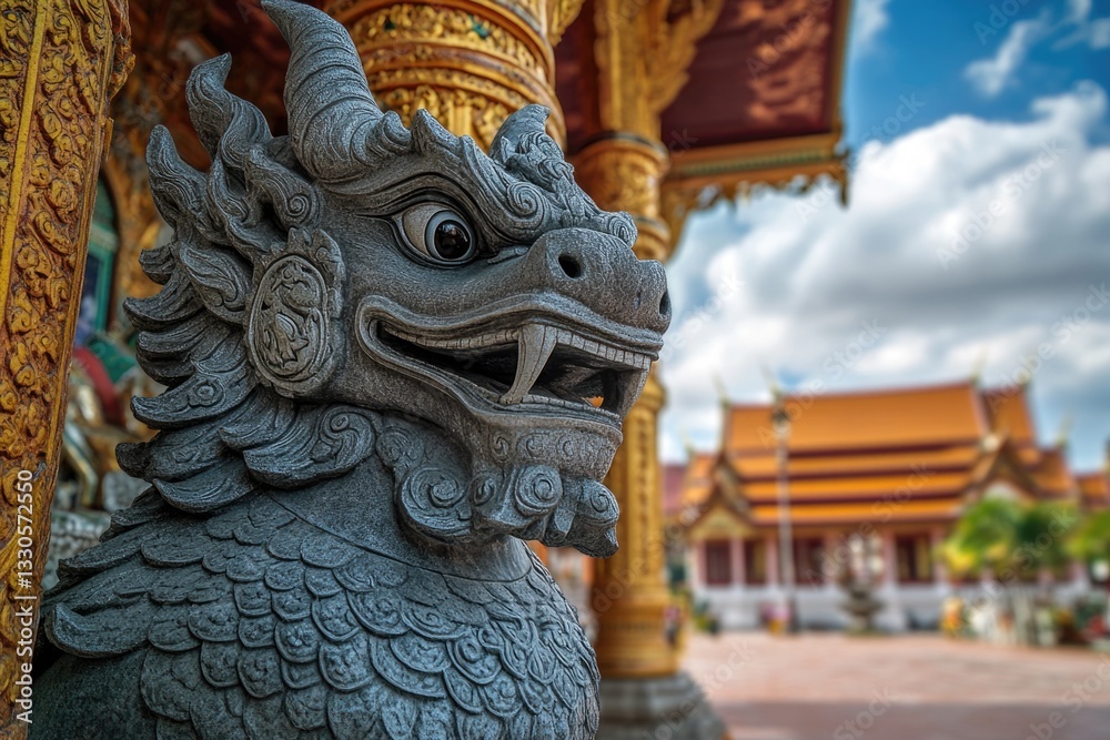 Fototapeta premium A close-up shot of a statue of a mythical dragon, suitable for fantasy or mythology-themed designs
