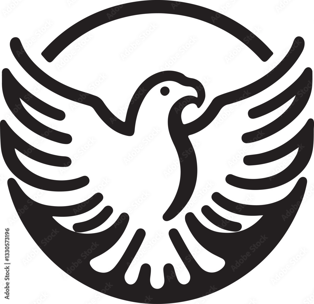 Obraz premium Majestic Eagle Wings Silhouette – Bold Black Vector Logo