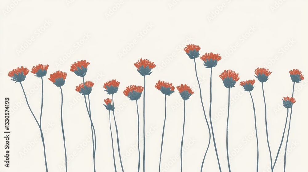 Serene Field of Red and Blue Flowers