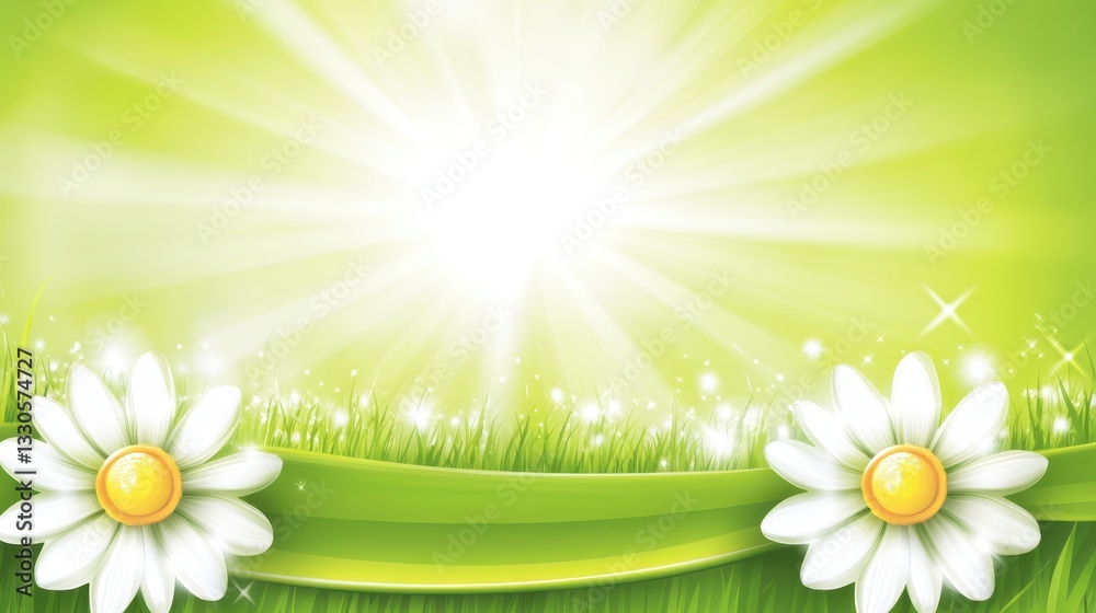 Radiant Spring Meadow: Daisies and Sunlight