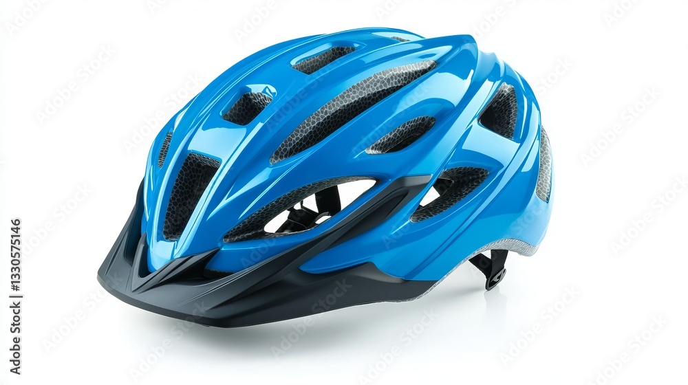 Fototapeta premium Blue Bicycle Helmet for Skateboarding or Cycling, Isolated 