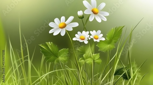 Serene Springtime Daisies in Lush Meadow