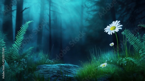 Obraz na płótnie Enchanted Forest: Night Bloom w salonie