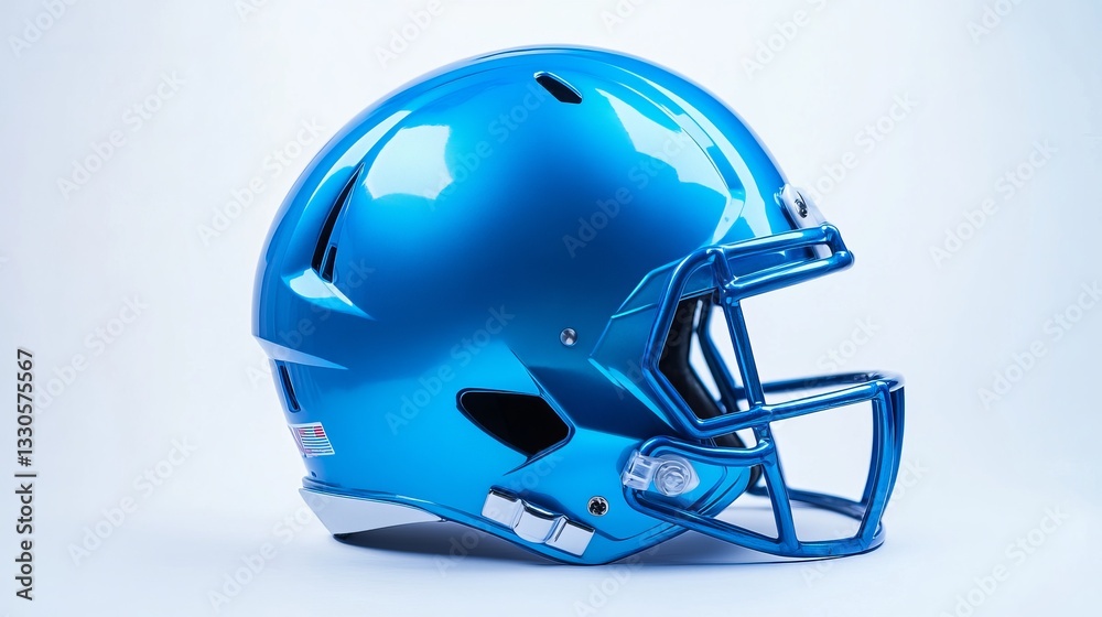 Fototapeta premium Side View of Blue Football Helmet, Copy Space Isolated 