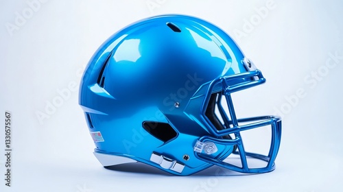 Side View of Blue Football Helmet, Copy Space Isolated
