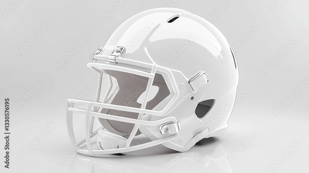 Fototapeta premium 3D White American Football Helmet, Isolated 