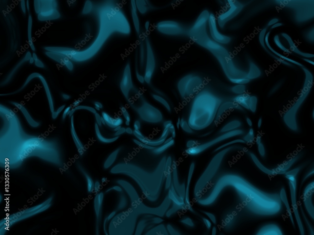 Obraz premium Seamless abstract background with a flowing, liquid texture in dark teal and black hues.