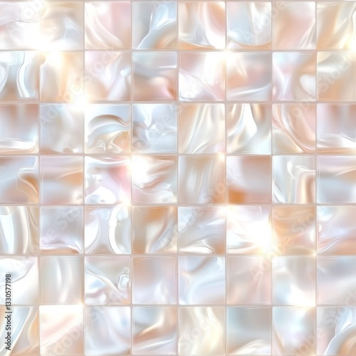 Abstract pearl tile background with shimmering reflections and smooth textures in a coordinated pattern