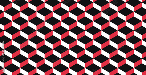 Seamless pattern with 3d cuboid shapes. Vector geometric background