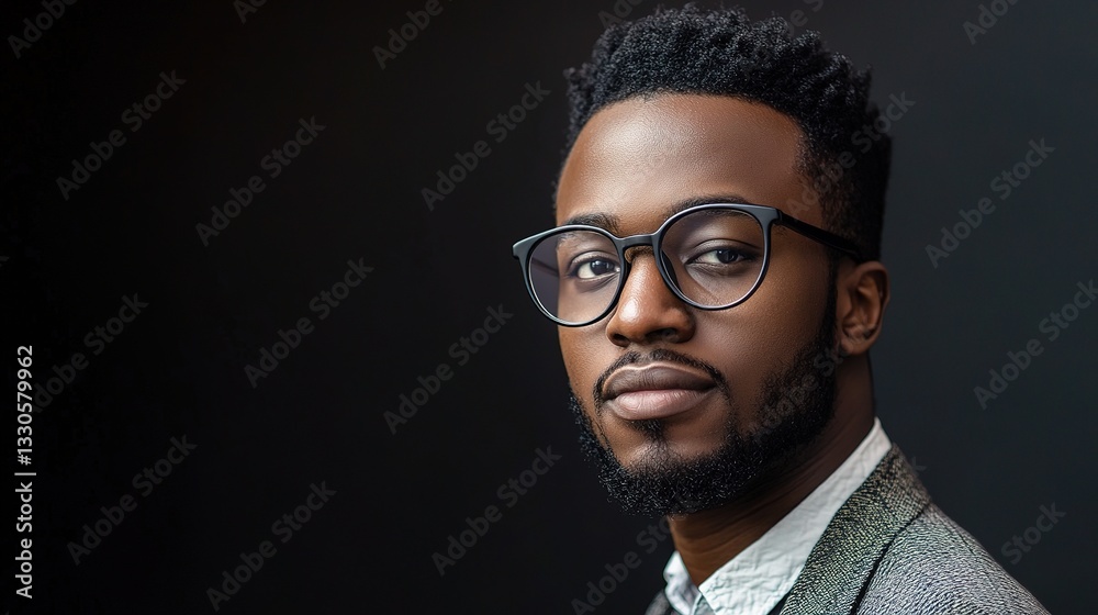 Obraz premium Portrait of an Elegant African Man in Stylish Eyeglasses