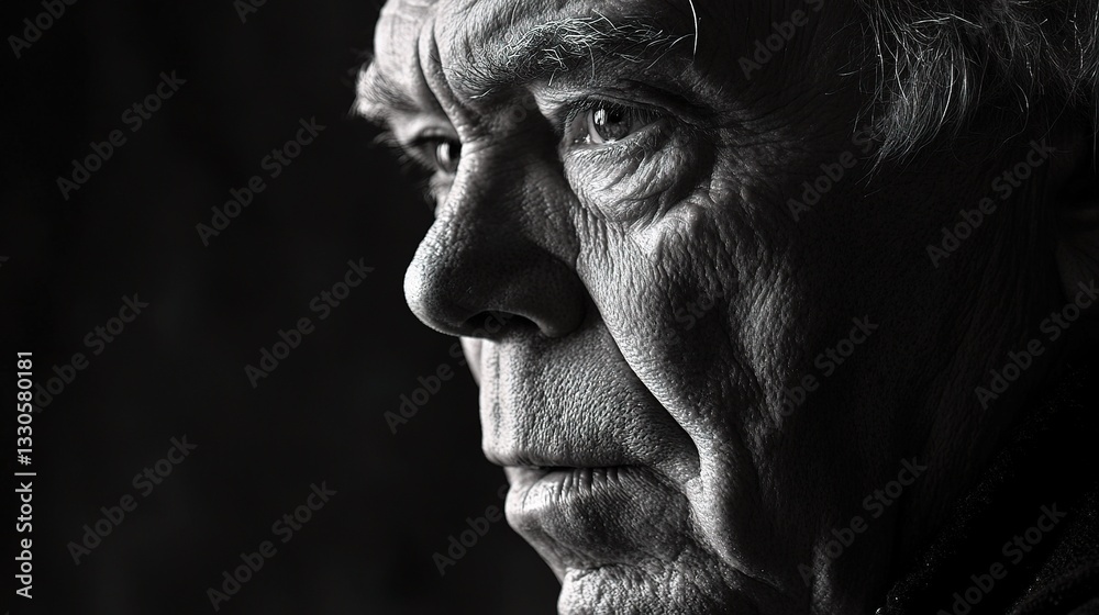 Thoughtful Elderly Man in Portrait with Expressive Features Thoughtful Elderly Man in Portrait with Expressive Features