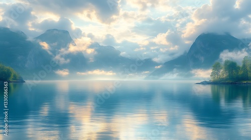 Wallpaper Mural Serene Mountain Lake Sunrise Landscape Torontodigital.ca
