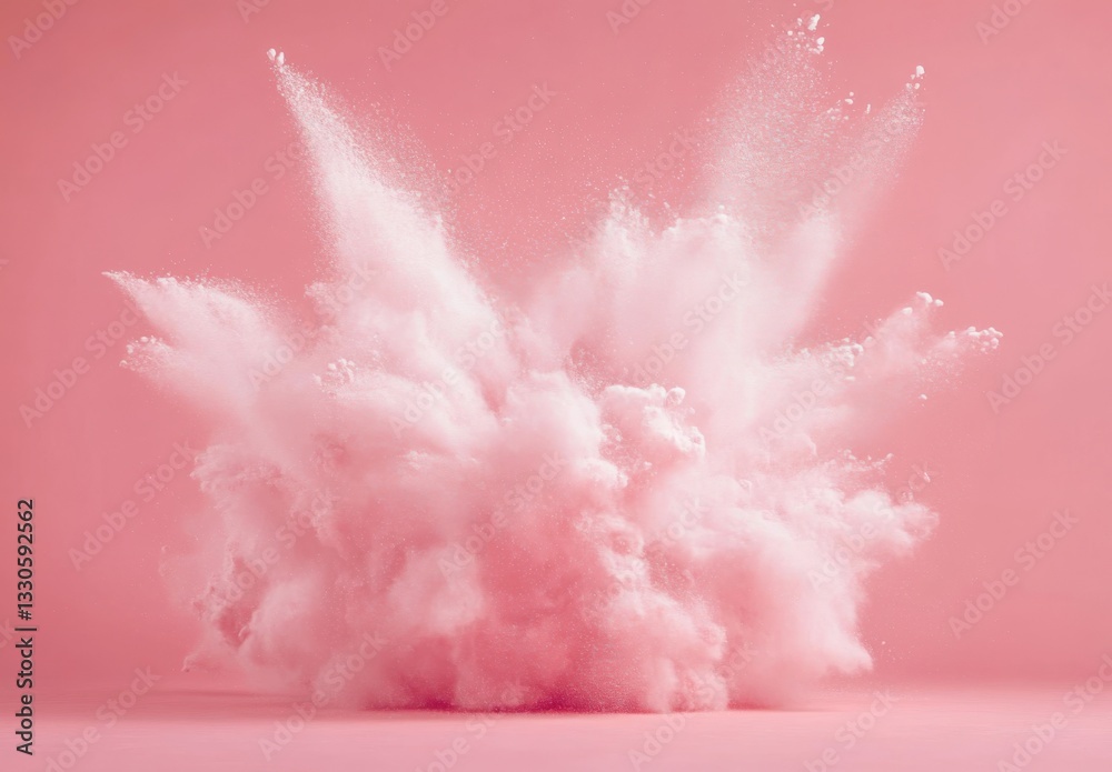 Fototapeta premium White powder explosion isolated pink background
