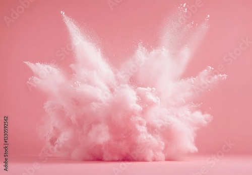 White powder explosion isolated pink background