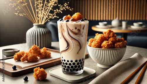Taiwanese Bubble Tea & Crispy Popcorn Chicken: A Perfect Fusion of Creamy Milk Tea and Savory Street Food