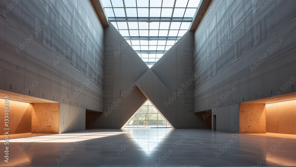 Obraz premium Empty spacious room with concrete walls