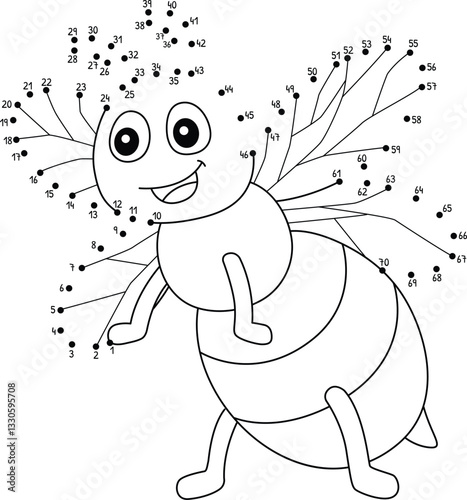 Dot to Dot Bee Farm Animal Isolated Coloring 